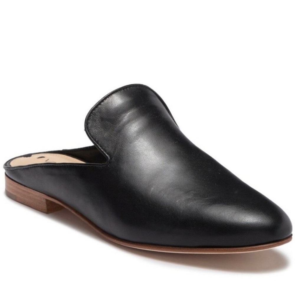 Via Spiga Yeo Black Leather Slip On Mule